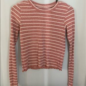 american eagle striped ruffled sleeve long sleeve